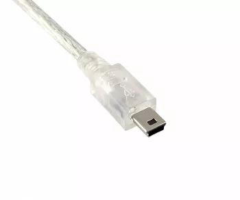 Mini USB 2.0 Kabel, A Stecker auf 5pin mini Stecker, transparent, 2,00m, DINIC Polybag